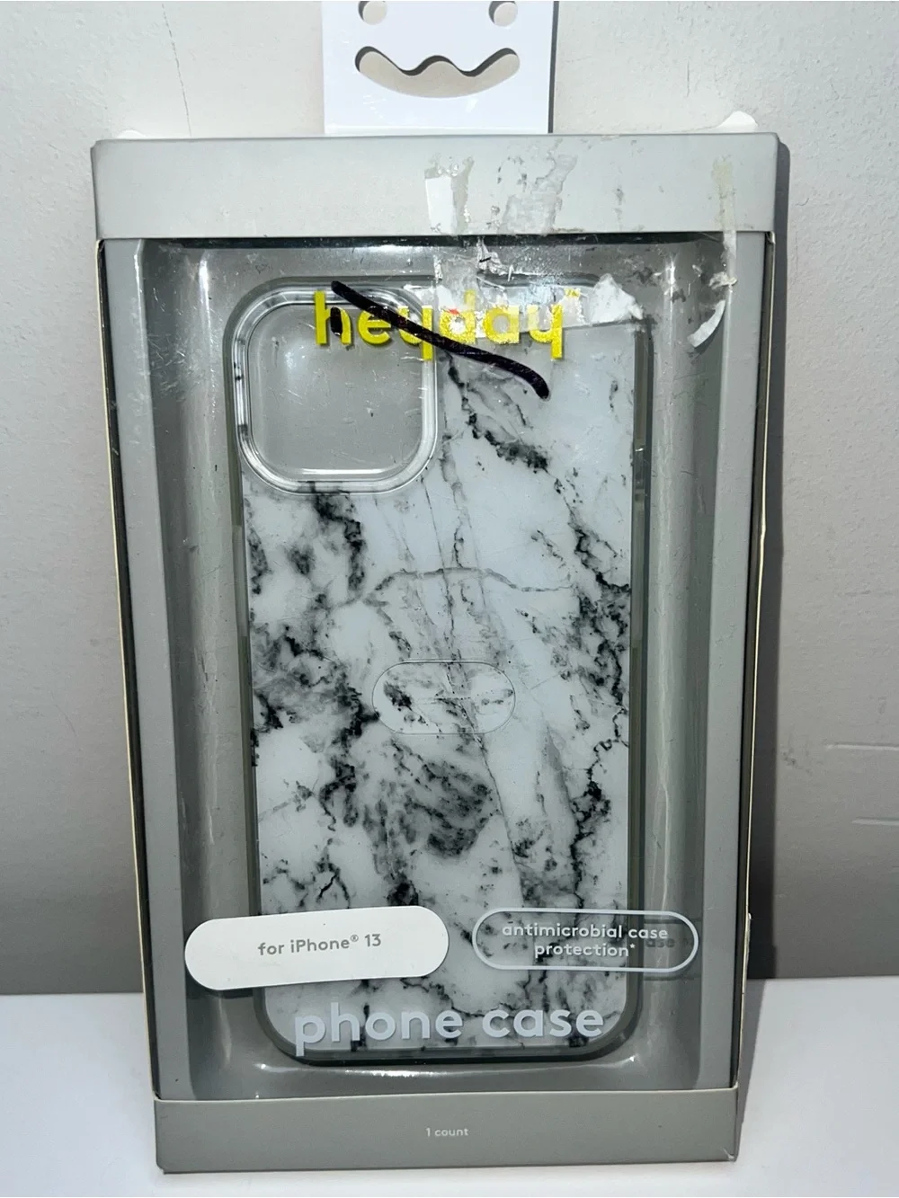 Marble Pattern Clear White & Black iPhone 13 Case